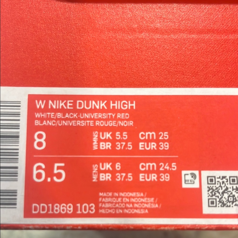 Nike Dunk High White and University Red - Picture 4 of 4